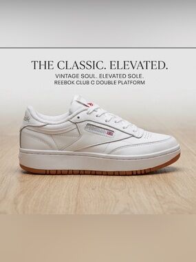 Reebok Club C Extra Platform Sneakers White Gum Sole Women’s 6